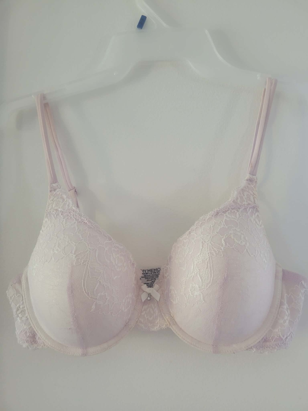 La Vie En Rose Pale Pink Lace Underwire Bra with Bow